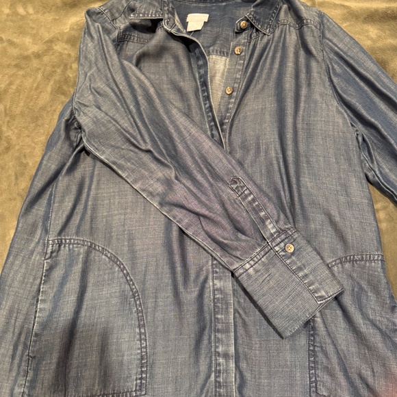 Chico's Soft Denim Button Top - Picture 3 of 7